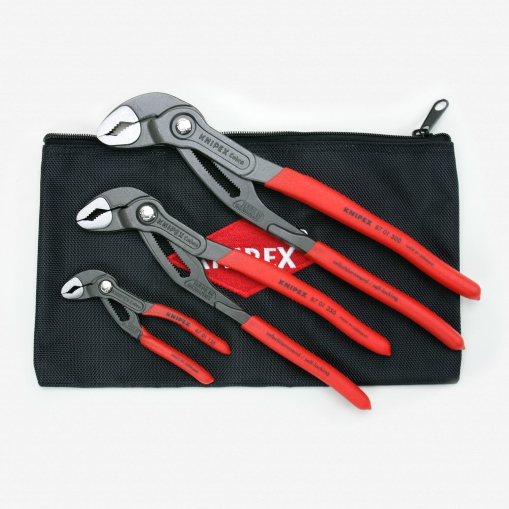Knipex Cobra Pliers Set with Keeper Pouch 3pc - Ascmtools