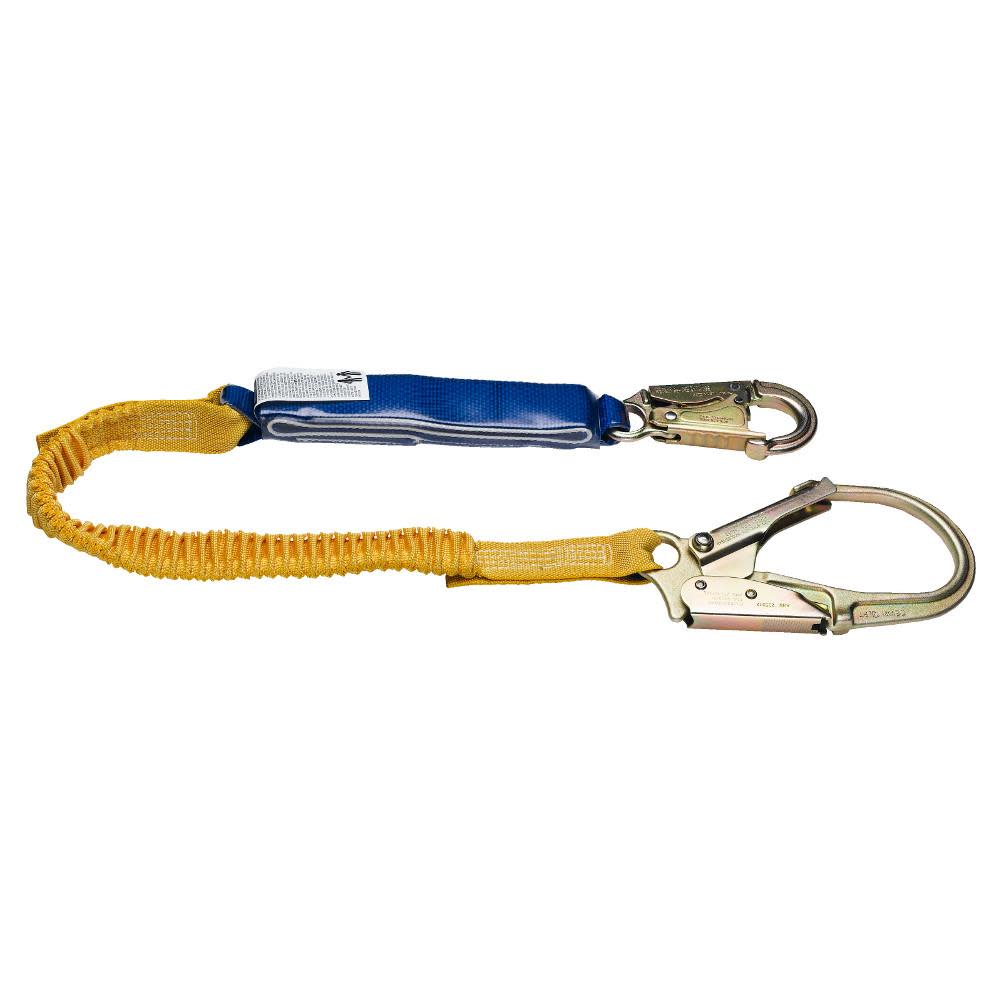 Werner 6ft DeCoil Stretch Single Leg Lanyard (DCELL Shock Pack Elastic Web Snap Hook Rebar Hook) - Ascmtools