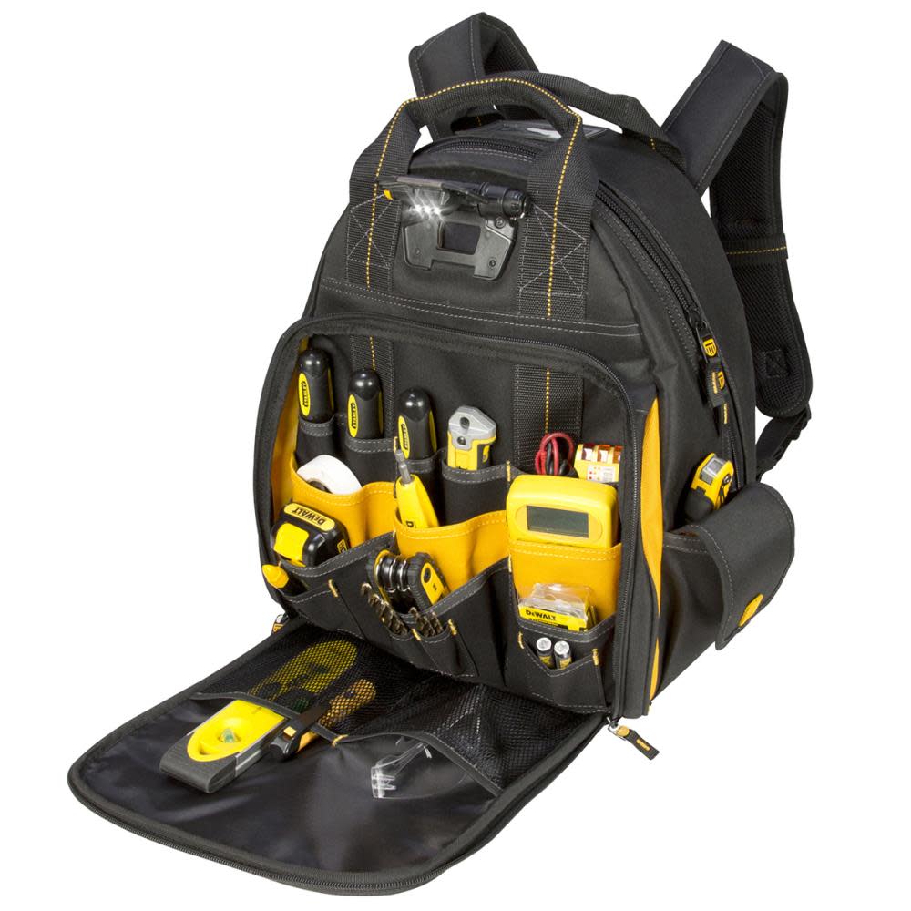 DEWALT 57 Pocket Lighted Tool Backpack - Ascmtools