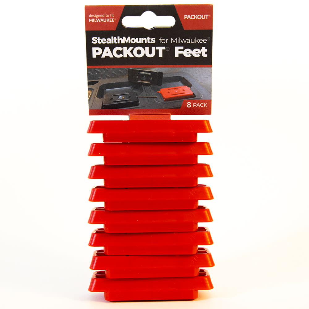 Stealthmounts Battery Mount Milwaukee PACKOUT Feet Red 8pk - Ascmtools