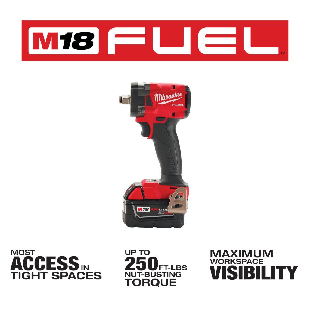 Milwaukee M18 FUEL 1/2 Compact Impact Wrench with Friction Ring Kit - Ascmtools