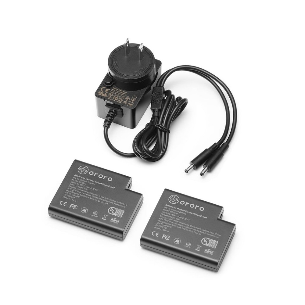 ORORO Black & Orange Amsterdam Heated Mittens Kit Large - Ascmtools