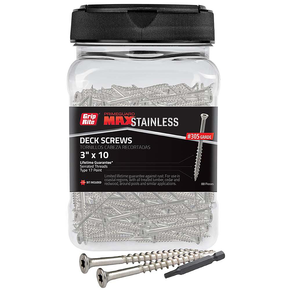 Grip Rite PrimeGuard Max PrimeGuard Max 88Ct Deck Screw Stainless 3 in Star Drive Head - Ascmtools