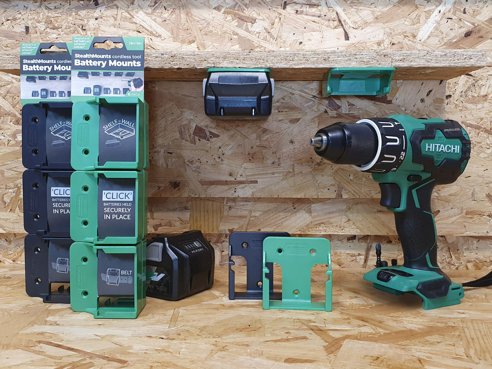 Stealthmounts Green Battery Mount For Metabo HPT Batteries 6pk - Ascmtools