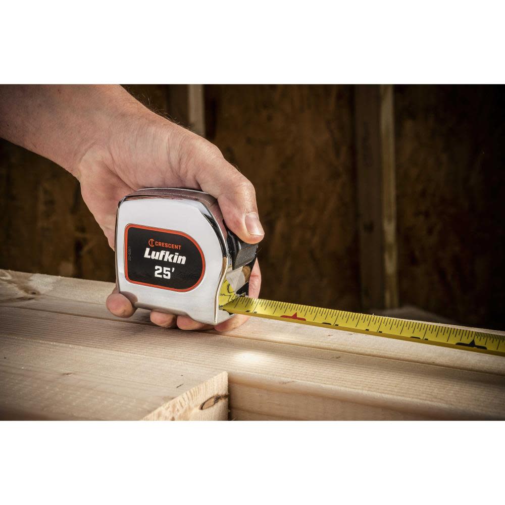 Crescent Lufkin Chrome Case Yellow Clad Tape Measure 1 1/8″ x 25′ - Ascmtools