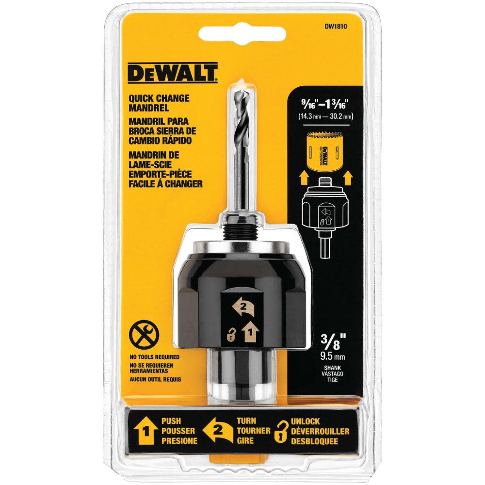 DEWALT HEAVY DUTY QUICK CHANGE HOLE SAW MANDRELS (DW1810) - Ascmtools