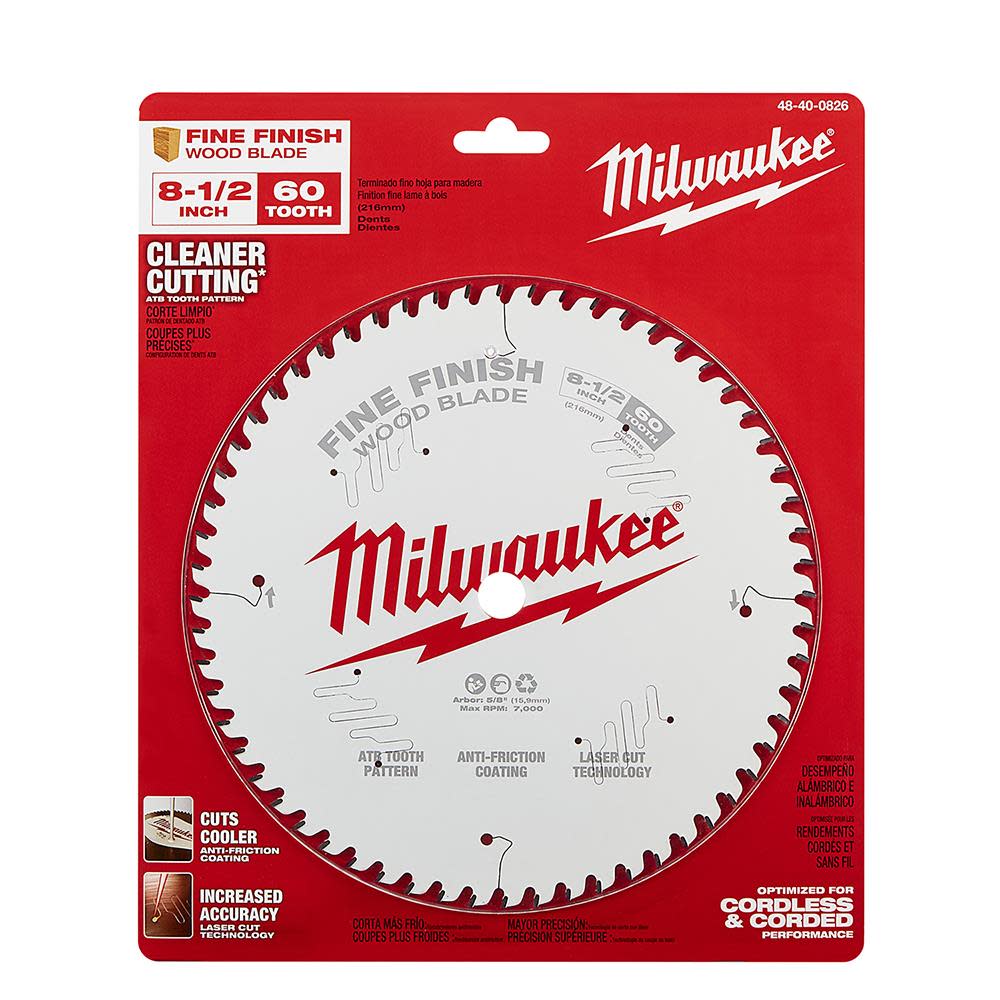 Milwaukee 8-1/2 in. 60T Fine Finish Circular Saw Blade - Ascmtools