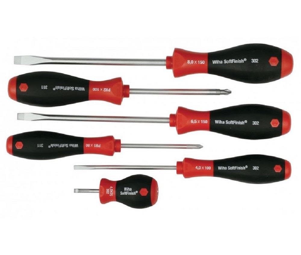 Wiha SoftFinish Slotted & Phillips Screwdriver Set 6 Piece - Ascmtools