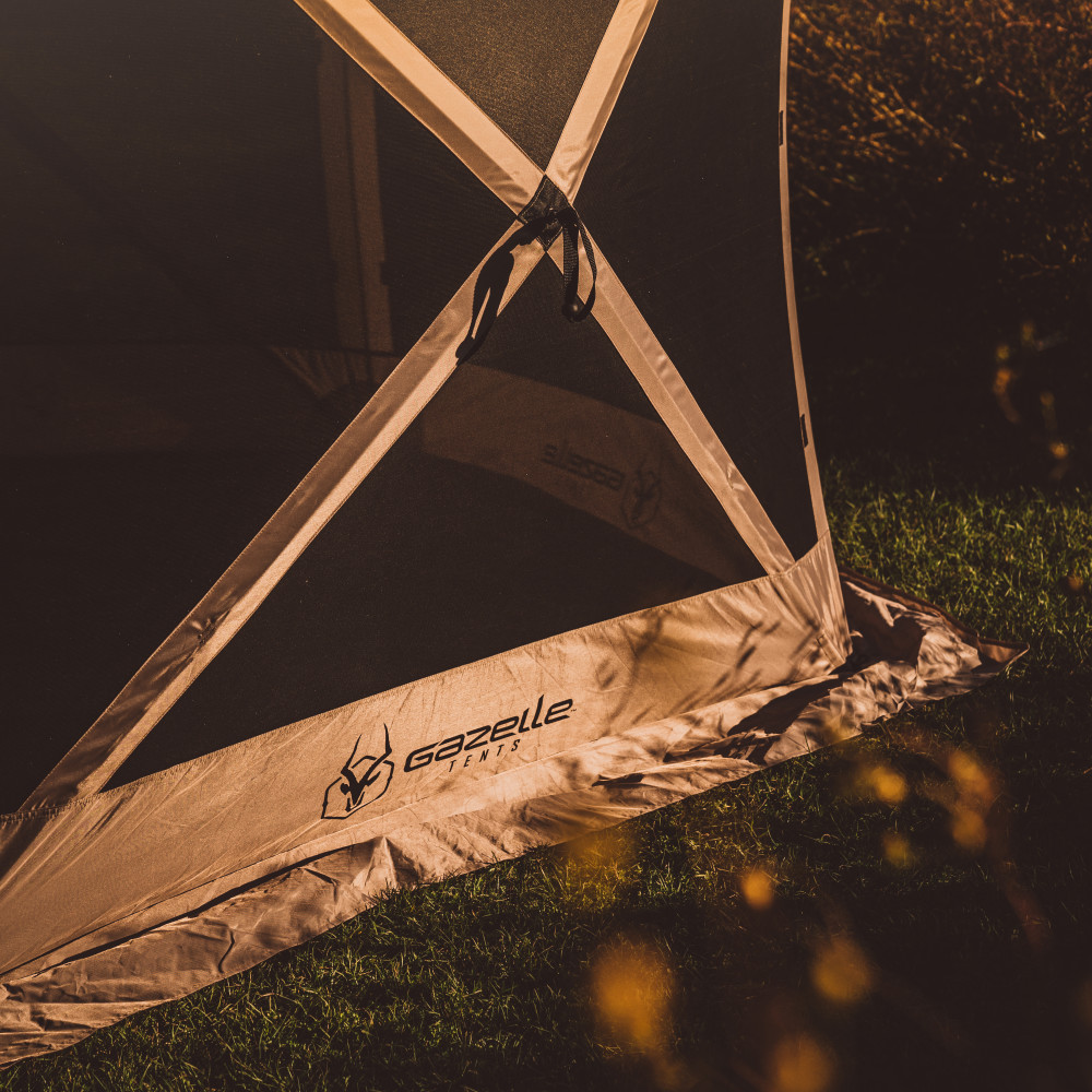 Gazelle G5 Gazebo, 5 Sided, Portable, 115″ x 106″, Desert Sand - Ascmtools