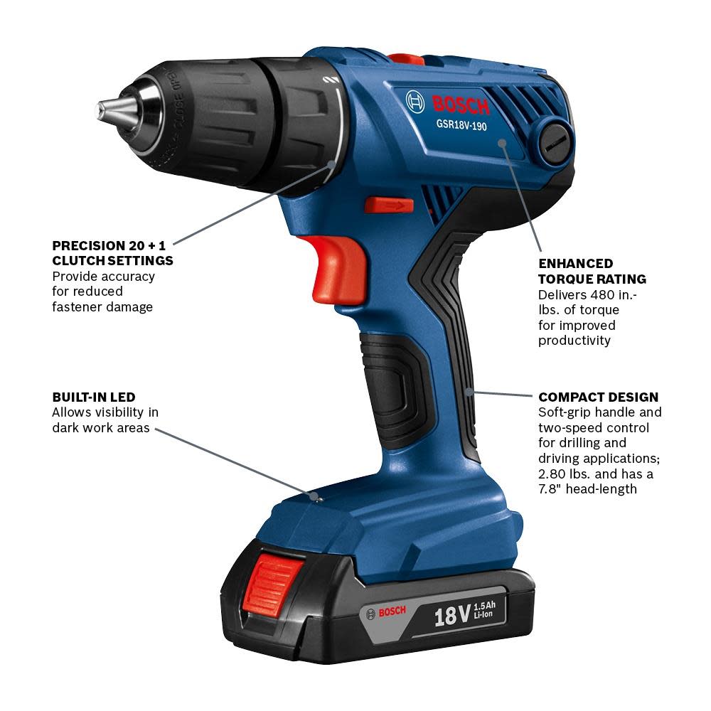 Bosch 18V Compact 1/2″ Drill/Driver Kit - Ascmtools