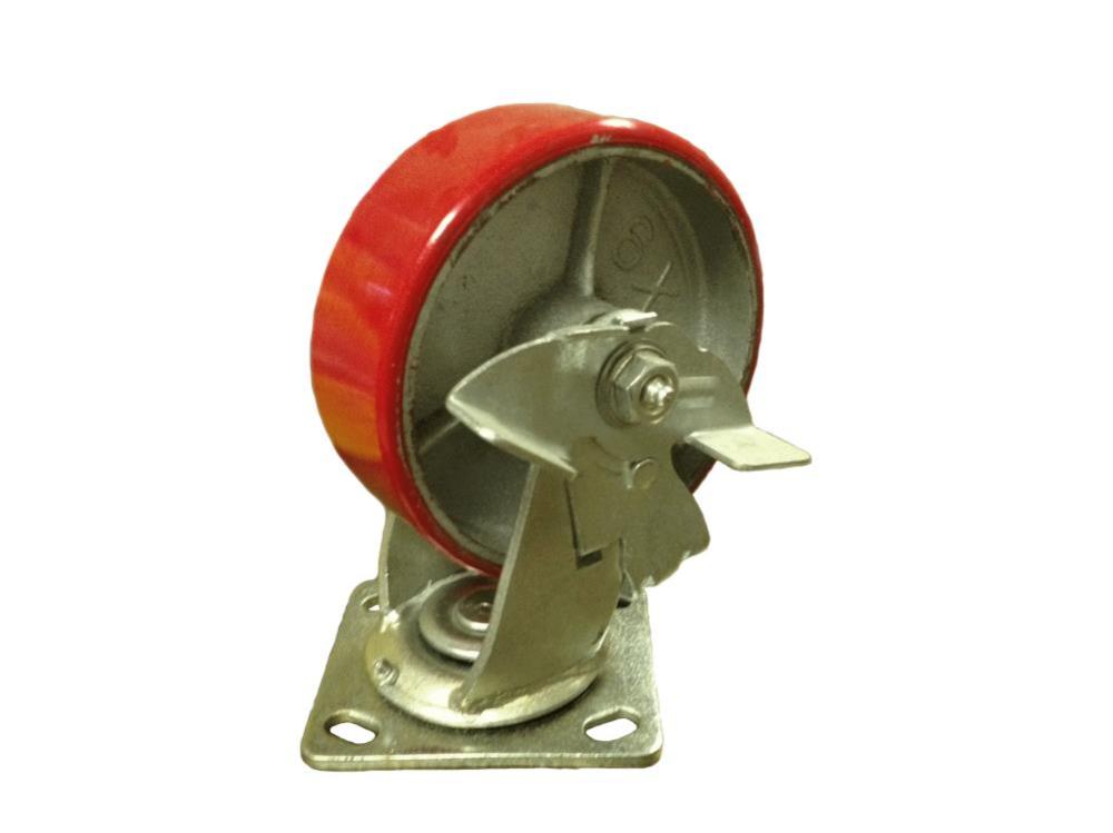 EZ Roll Casters Polyurethane On Steel with Side Brake - Ascmtools