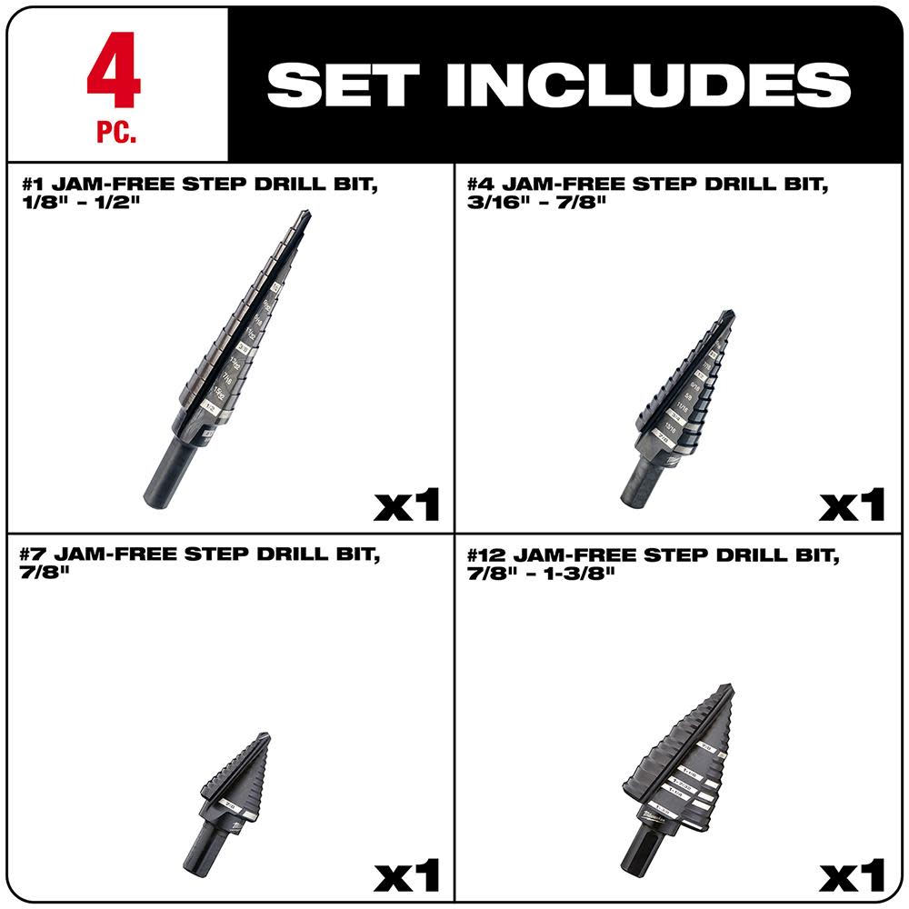 Milwaukee 4-Piece Step Drill Bit Set - Ascmtools