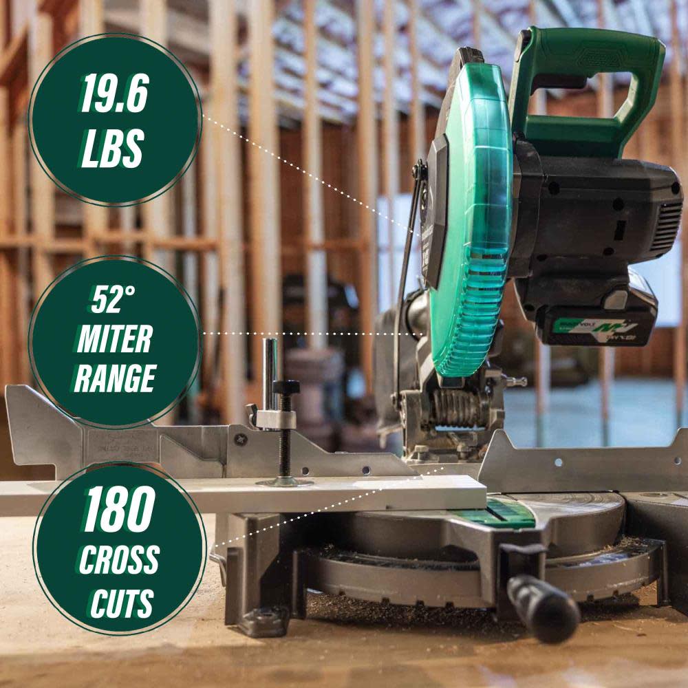 Metabo HPT 18V MultiVolt Cordless 10 Inch Single Bevel Miter Saw - Ascmtools
