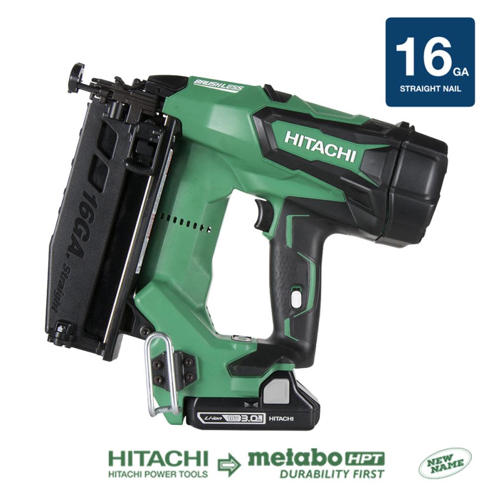 Hitachi 18 V Brushless Li-ion 16 Gauge Straight Finish Nailer - Ascmtools