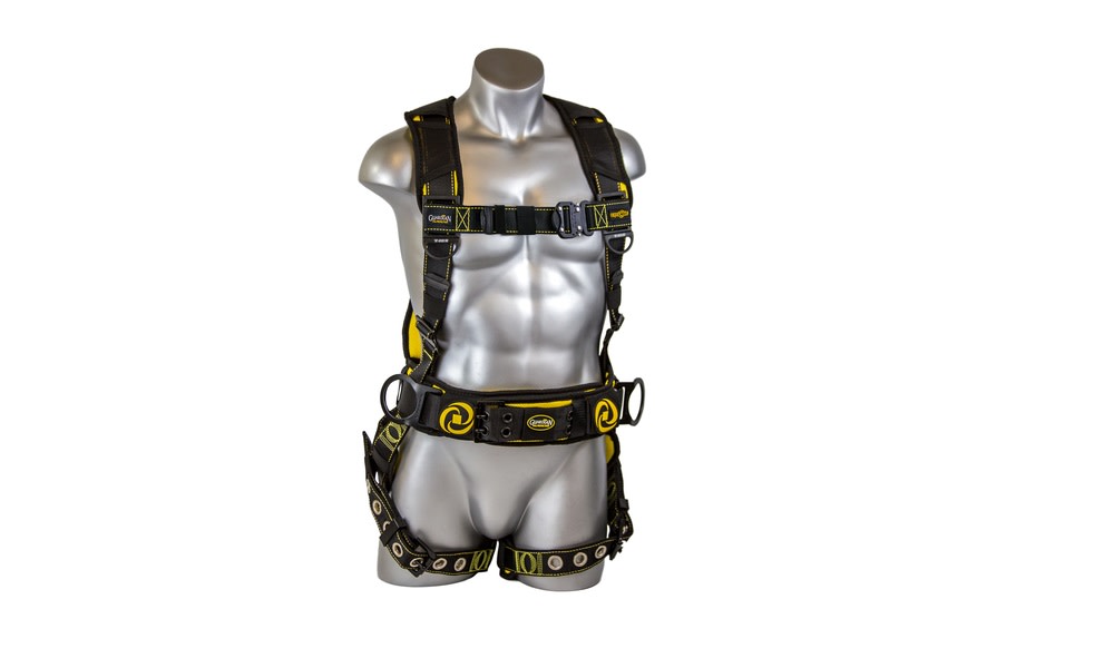 Guardian Fall Protection X-Large Cyclone Construction Harness – Black/Yellow - Ascmtools