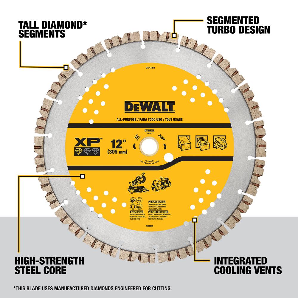 DEWALT Diamond Blade 12″ SEGMENTED XP ALL PURPOSE - Ascmtools
