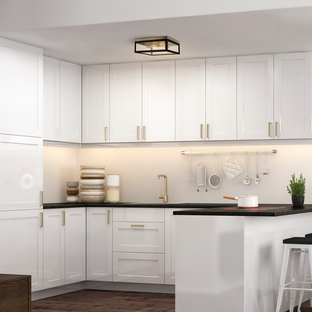 Globe Electric Verona Flush Mount Light Panes 2 Light Dark Bronze - Ascmtools