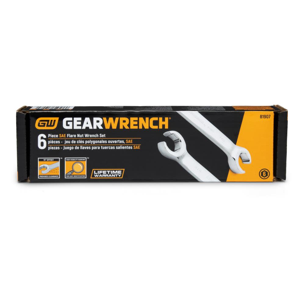 GEARWRENCH Flare Nut Wrench Set 6 Pc. SAE - Ascmtools