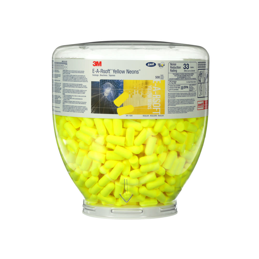 3M E-A-Rsoft Yellow Neons One Touch Refill Earplugs 391-1004 Uncorded Regular Size - Ascmtools