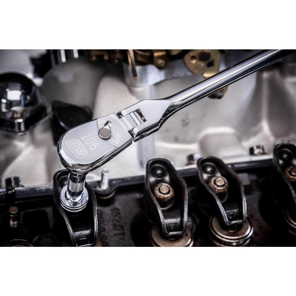 GEARWRENCH 4 Piece 1/4″ 3/8″ and 1/2″ 90 Tooth Dual Material Flex Head Ratchet Set - Ascmtools