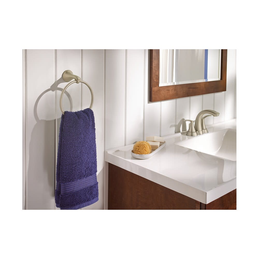 Moen Darcy Brushed Nickel Towel Ring with Press & Mark Stamp 1pk - Ascmtools