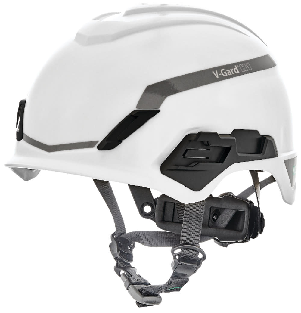 MSA Safety Works V Gard H1 Safety Helmet Novent White Fas Trac III Pivot - Ascmtools