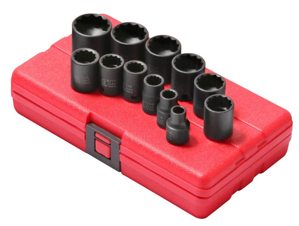 Sunex 3/8 In. Drive 12PT SAE Impact Socket Set 12 pc. - Ascmtools