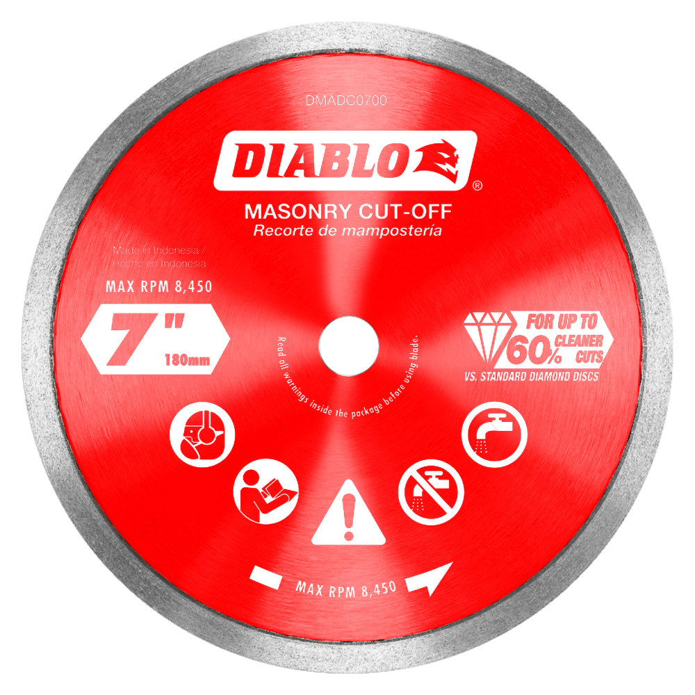 Diablo Tools 7″ Diamond Continuous Rim Cut-Off Discsfor Masonry - Ascmtools