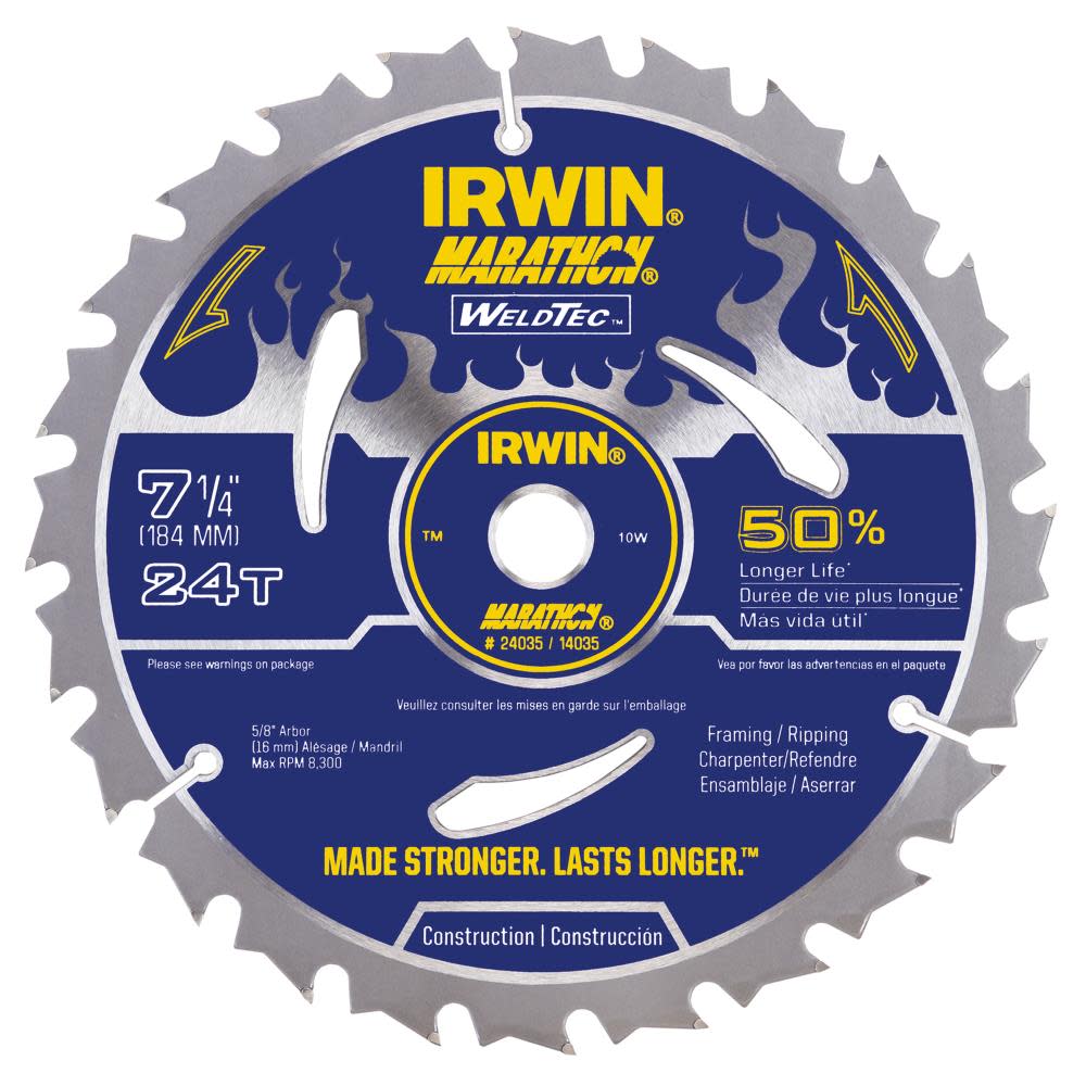 Irwin Weldtec 7-1/4 In. 24T Saw Blade - Ascmtools