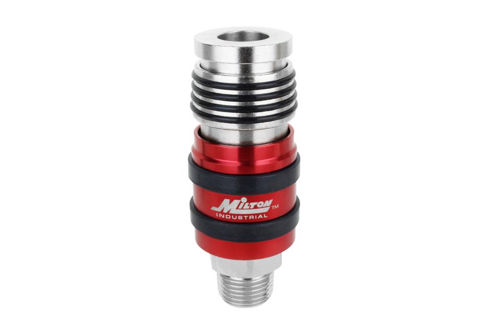 Milton 2 In ONE Universal Safety Exhaust Coupler  1/2″ MNPT x 1/2″ Body Flow - Ascmtools