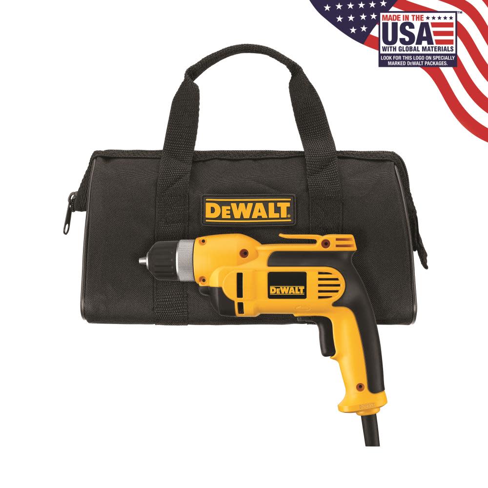 DEWALT 3/8″ (10mm) VSR Pistol Grip Drill Kit with Keyless Chuck - Ascmtools