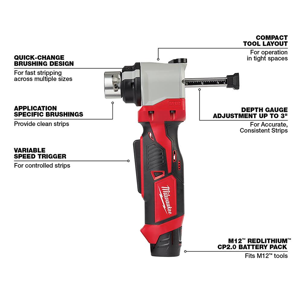 Milwaukee M12 Cable Stripper Kit with 17 Cu THHN / XHHW Bushings - Ascmtools