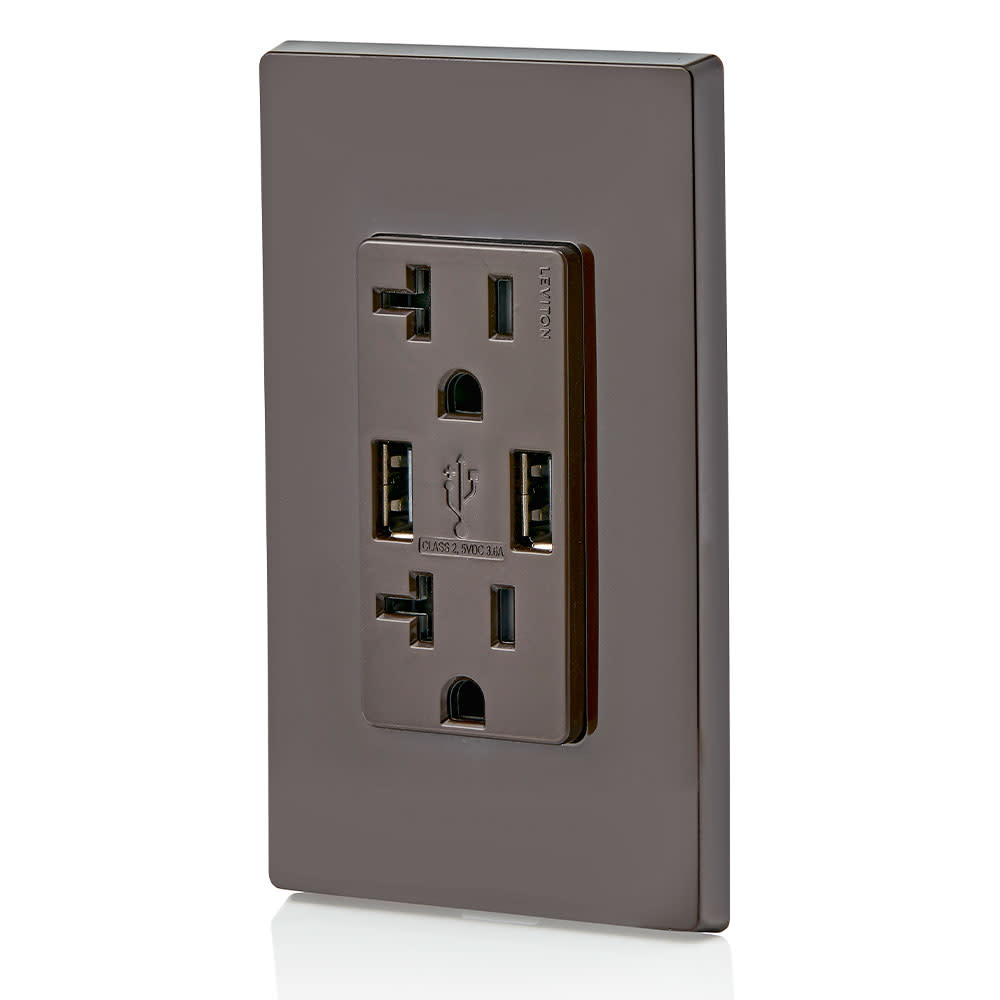 Leviton 20A 125V Brown Combination Duplex Receptacle/Outlet - Ascmtools