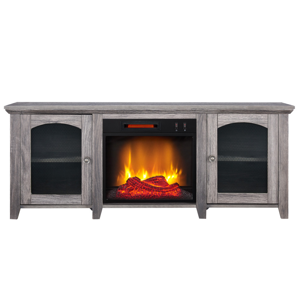 Hearthpro Media Electric Fireplace with Arch Doors - Ascmtools