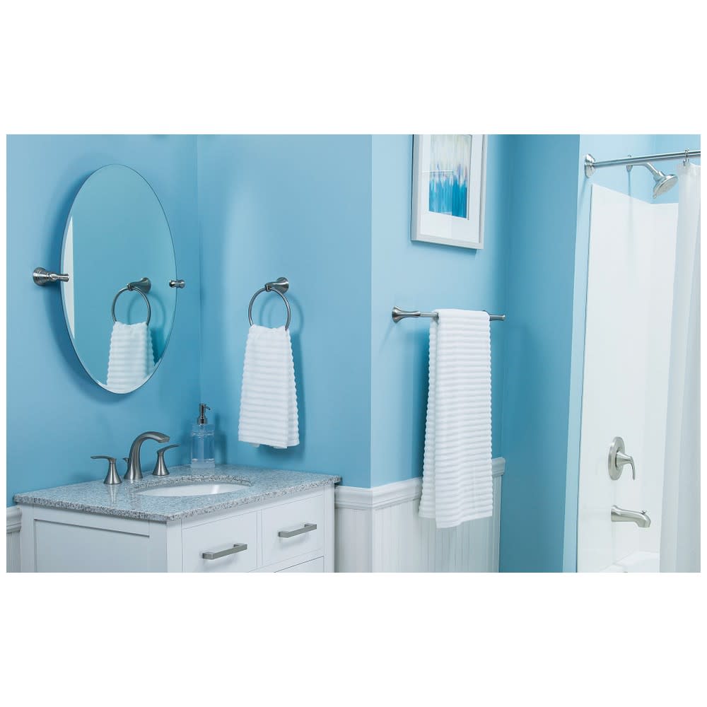 Moen Darcy Brushed Nickel Towel Ring with Press & Mark Stamp 1pk - Ascmtools