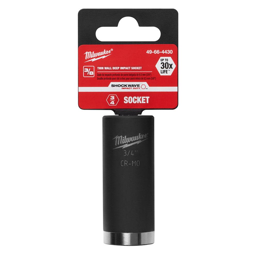 Milwaukee 3/4 In. SHOCKWAVE Impact Duty Deep Well Socket 3/8 In. Drive - Ascmtools