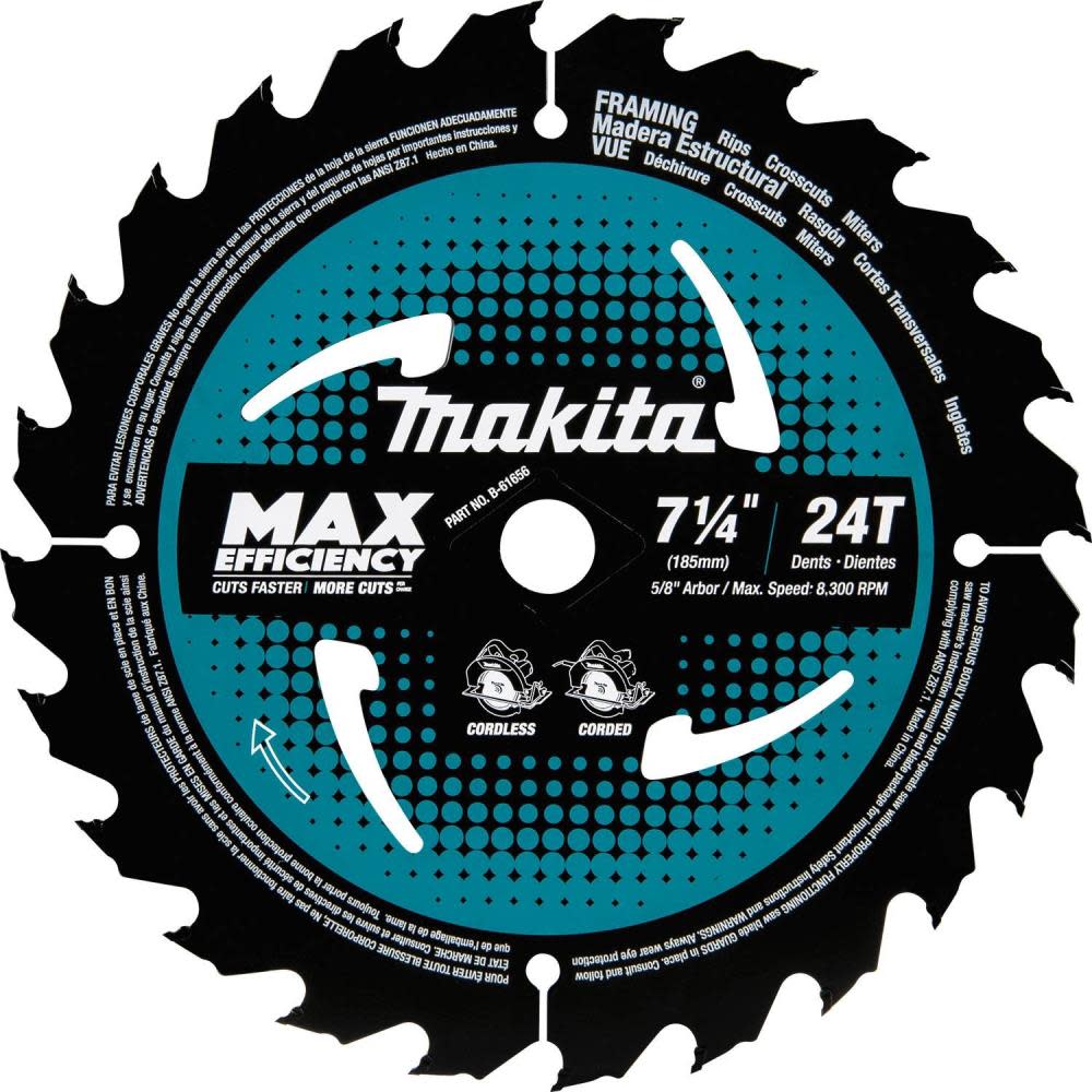 Makita 7-1/4″ 24T CT Max Efficiency Ultra-Thin Kerf Framing Saw Blade - Ascmtools