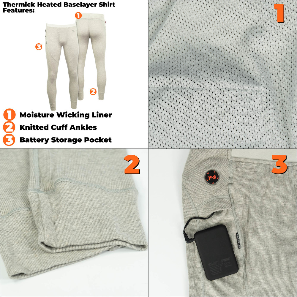 Mobile Warming Thermick Baselayer Pant Mens 7.4V Gray Small - Ascmtools