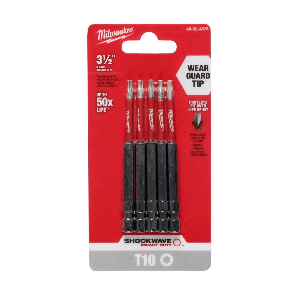 Milwaukee SHOCKWAVE 3.5 in. T10 Impact Driver Bits 5PK - Ascmtools