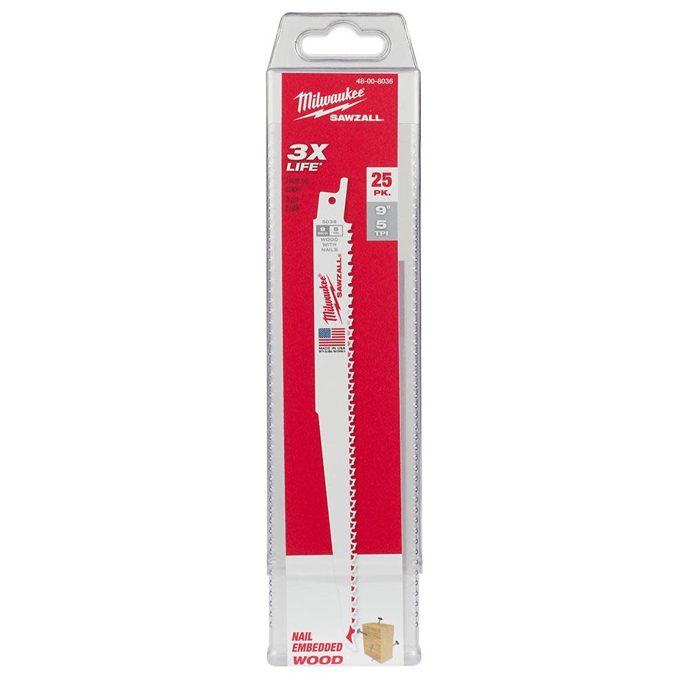 Milwaukee 9 in. 5 TPI SAWZALL Blades 25PK - Ascmtools