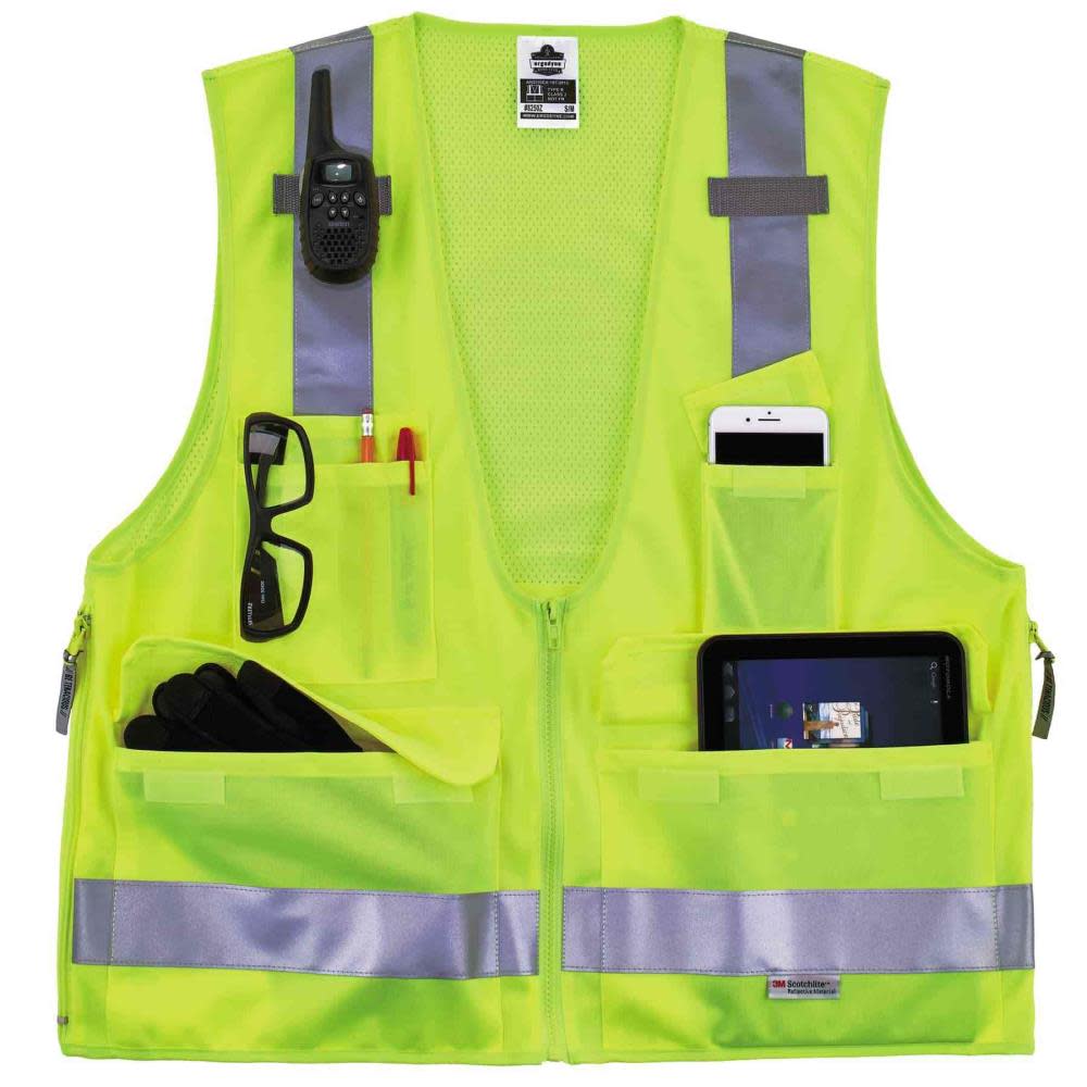 Ergodyne GloWear 8250Z Type R Class 2 Surveyors Vest Lime S/M - Ascmtools