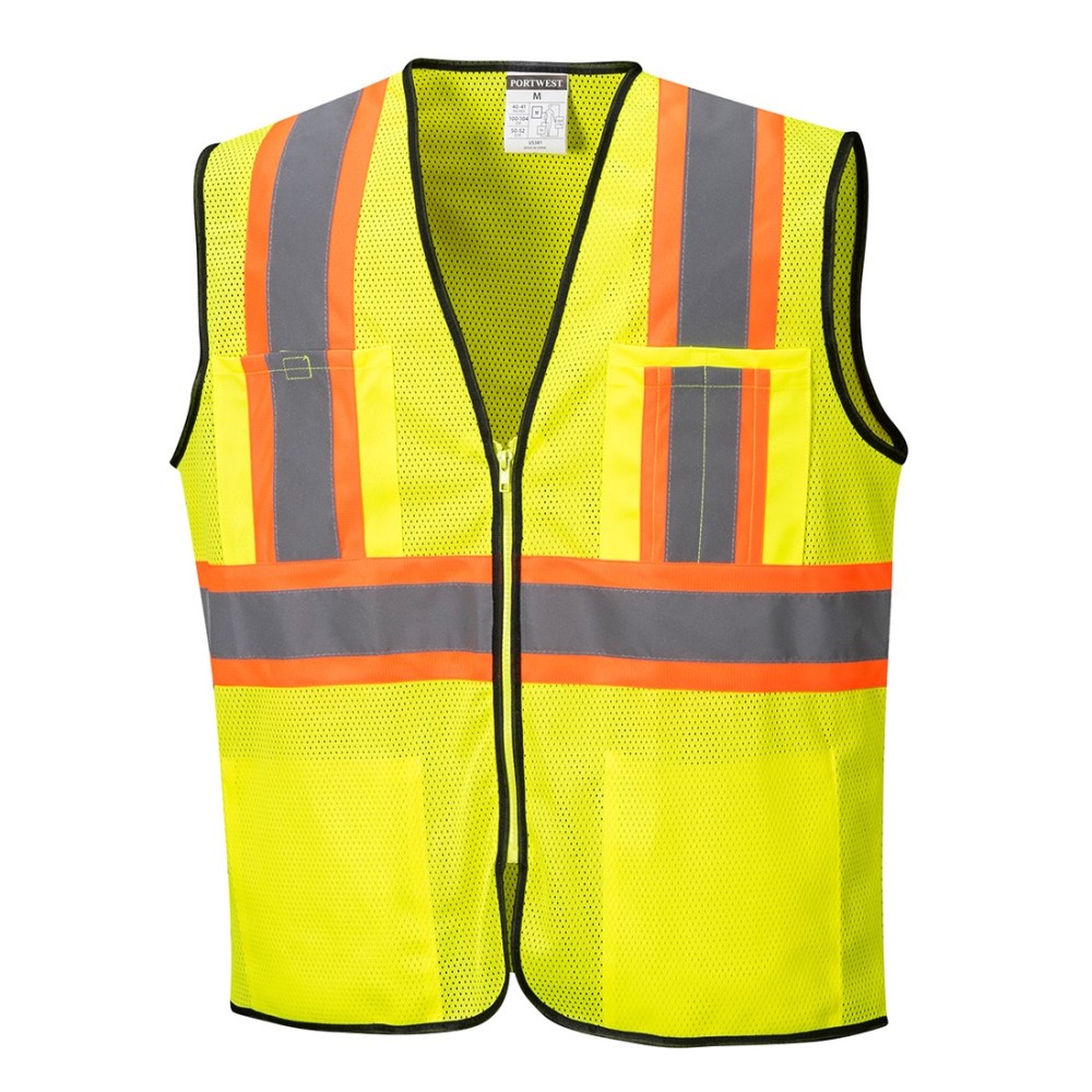 Portwest Yellow Frisco Contrast Hi-Vis Vest – Large - Ascmtools