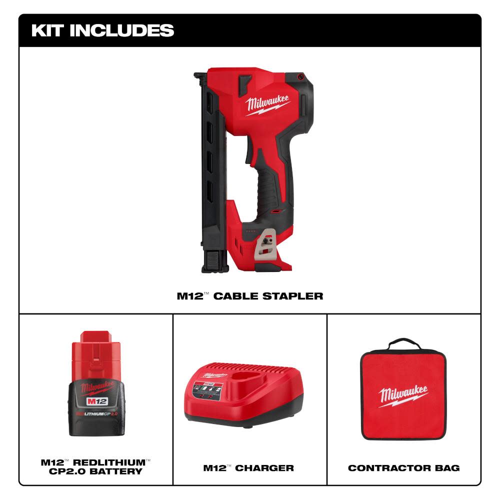 Milwaukee M12 Cable Stapler Kit - Ascmtools