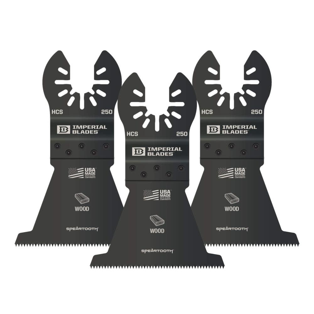 Imperial Blades One Fit 2-1/2″ Speartooth Fast Cut Wood Blade 3PC - Ascmtools