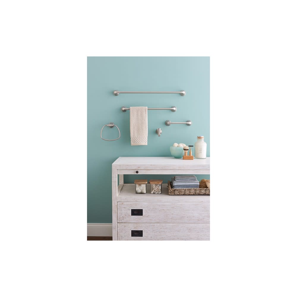 Moen Tiffin Brushed Nickel 24″ Towel Bar with Press & Mark Stamp - Ascmtools