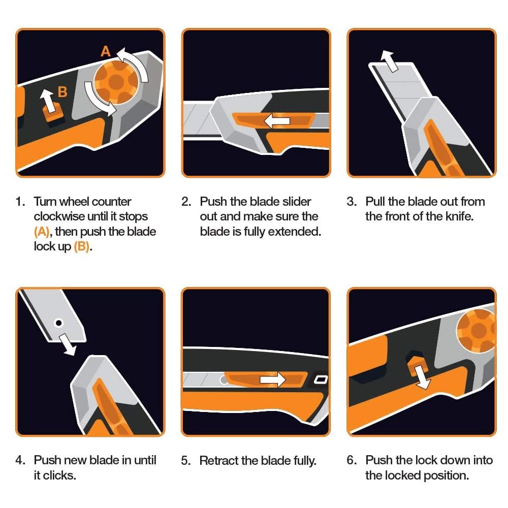 Fiskars Pro Utility Knife 25 mm Retractable Snap Off - Ascmtools
