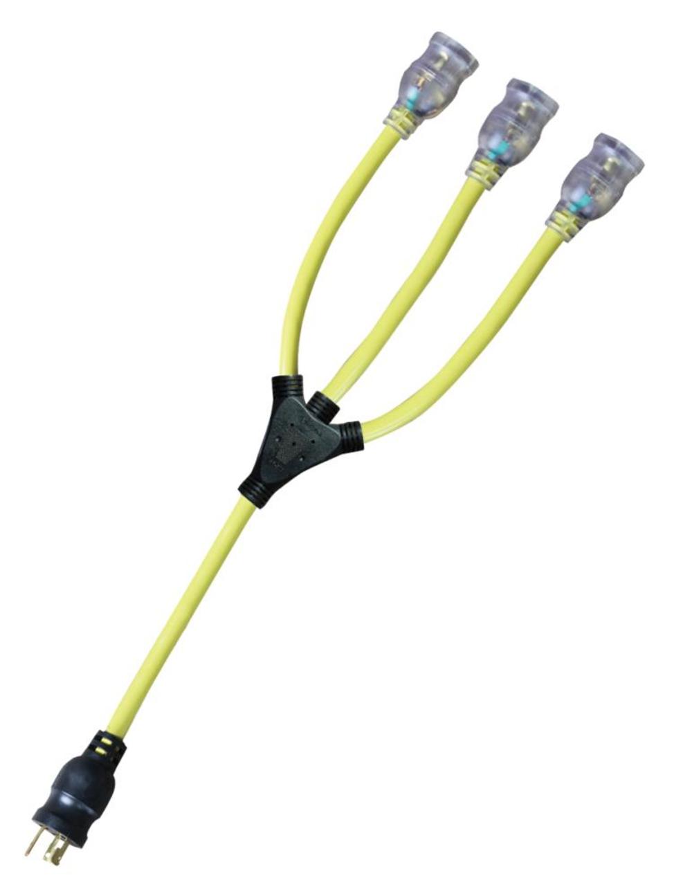 Voltec 2 ft. 12/3 STW Yellow w Adapter NEMA L5-20P L5-20 - Ascmtools