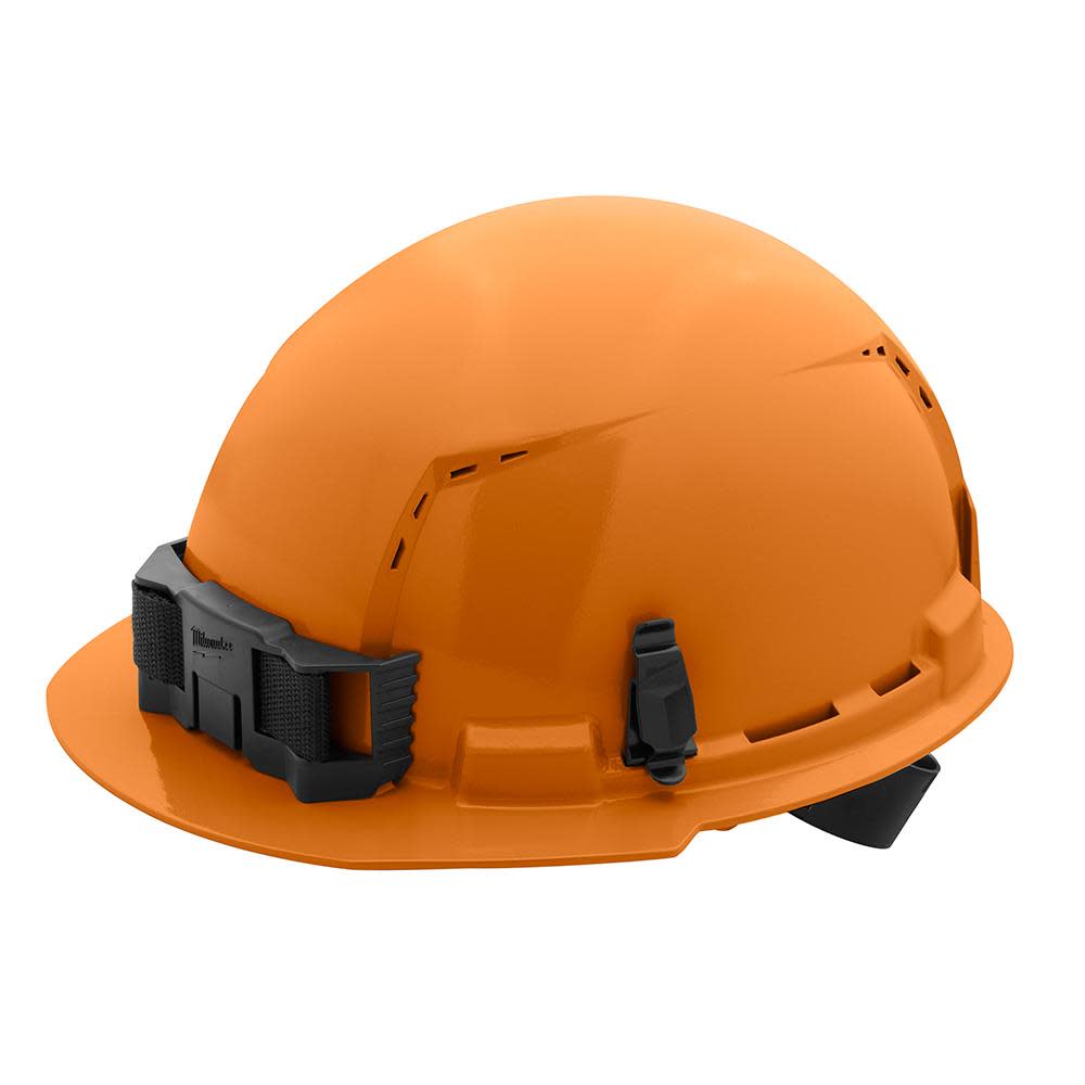 Milwaukee Orange Front Brim Vented Hard Hat with 4pt Ratcheting Suspension Type 1 Class C - Ascmtools