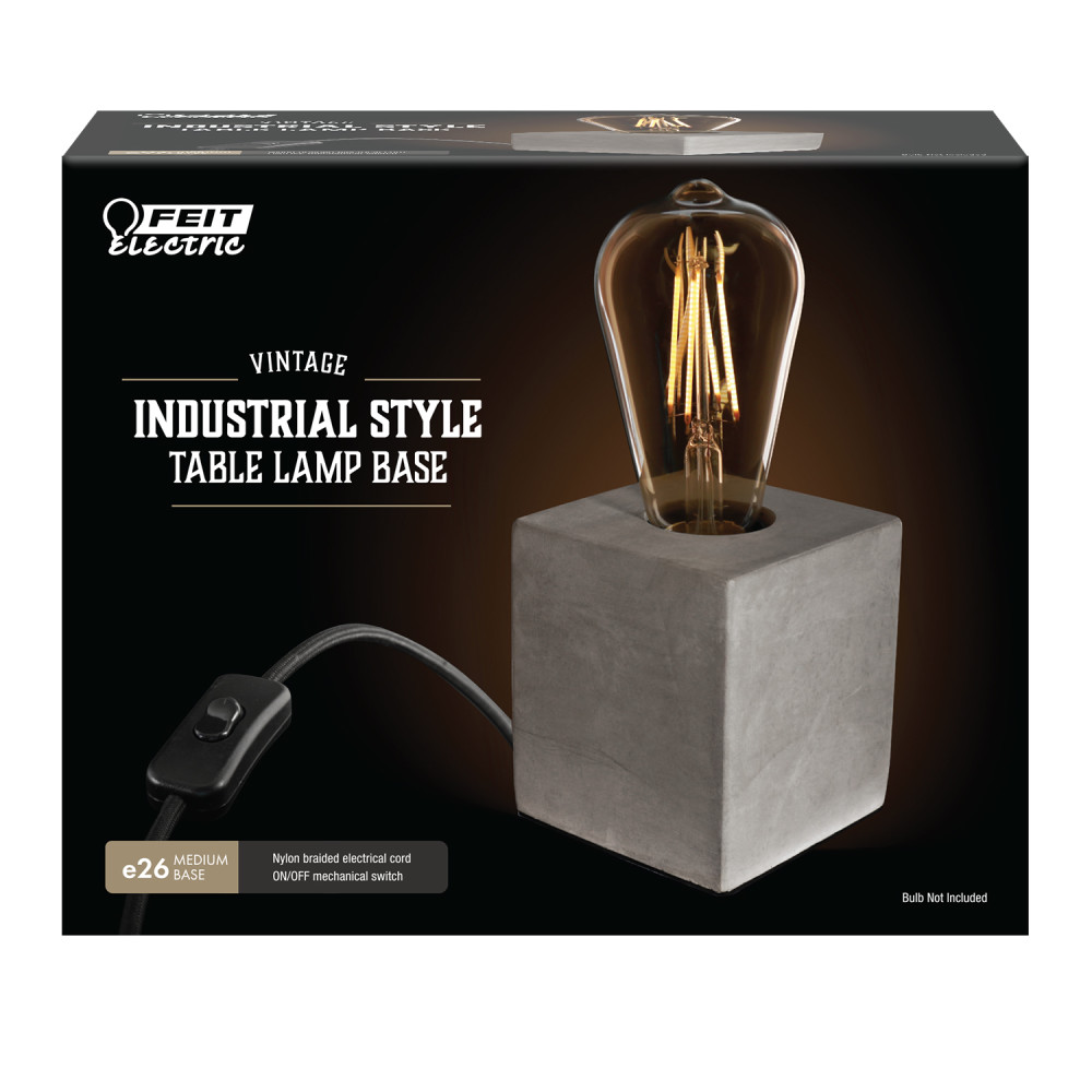 Feit Electric Gray 60W Industrial Style Table Cube Lamp Base - Ascmtools