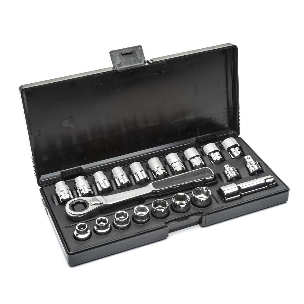 GEARWRENCH 21 Pc 3/8 In. Drive SAE/Metric Pass-Thru GearRatchet Mechanics Tool Set - Ascmtools